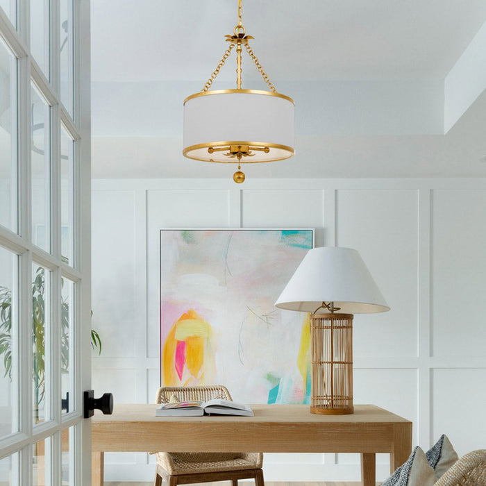 Broche Drum Chandelier in living room.