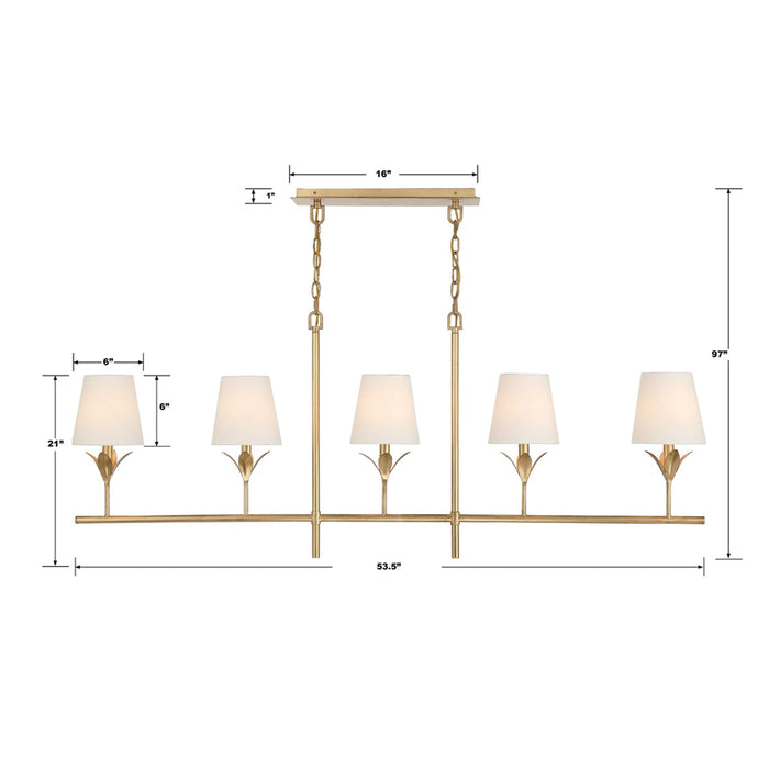 Broche Linear Chandelier - line drawing.