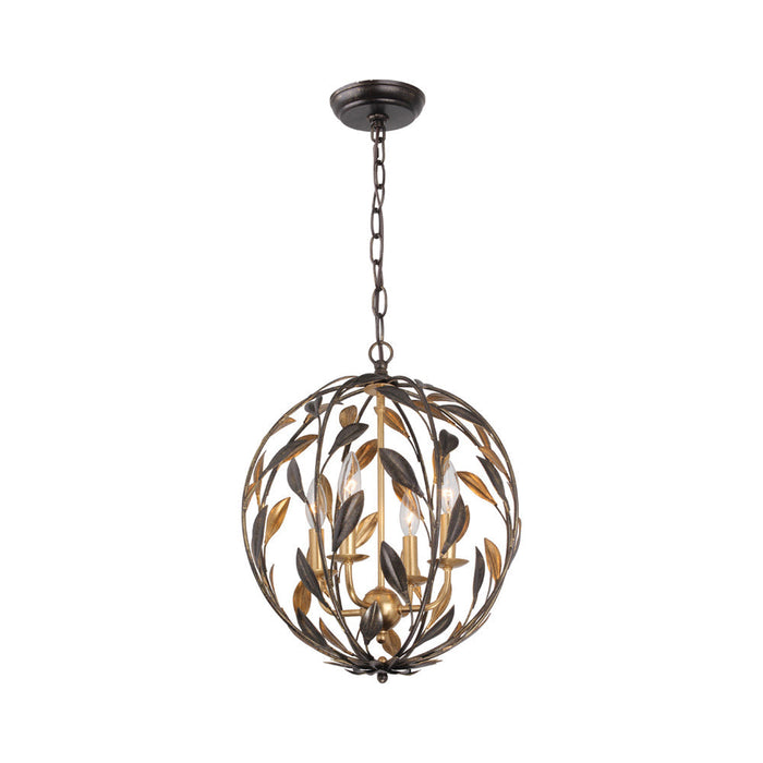 Broche Sphere Chandelier in English Bronze/Antique Gold (4-Light).