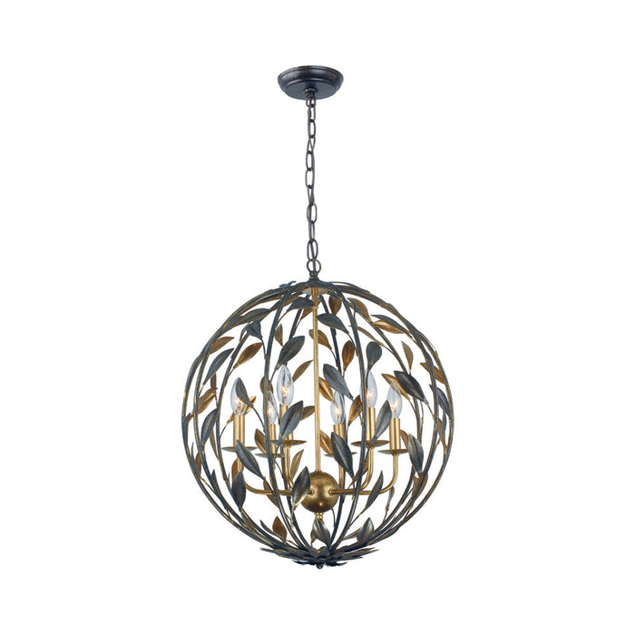 Broche Sphere Chandelier in English Bronze/Antique Gold (6-Light).