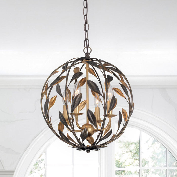 Broche Sphere Chandelier in living room.