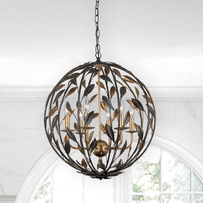 Broche Sphere Chandelier in living room.