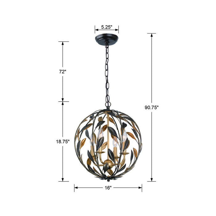 Broche Sphere Chandelier - line drawing.