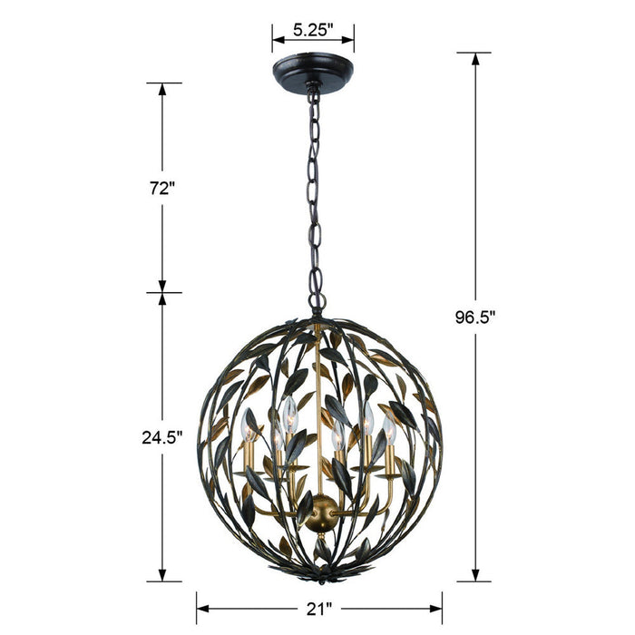 Broche Sphere Chandelier - line drawing.