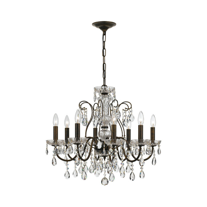 Butler Chandelier in English Bronze/Hand Cut Crystal (8-Light).