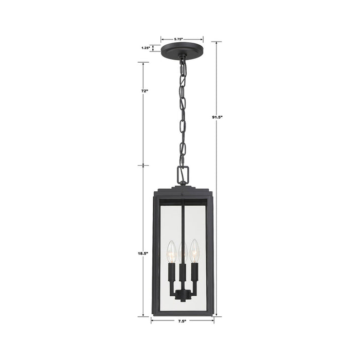 Byron Outdoor Pendant Light - line drawing.