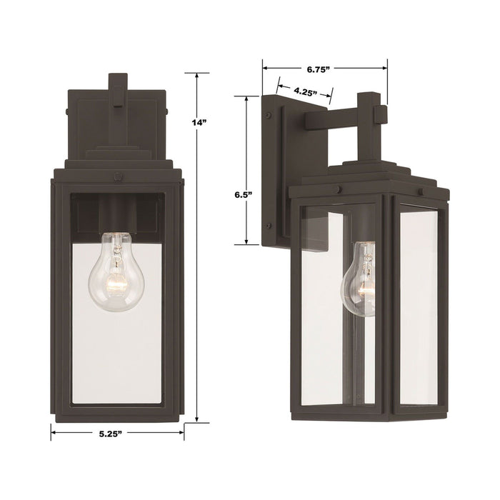 Byron Outdoor Wall Light - line drawing.