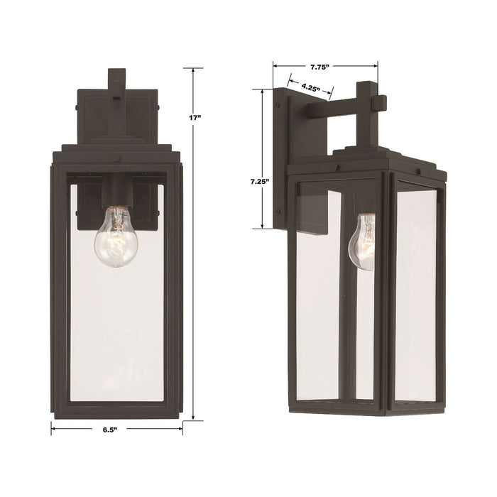 Byron Outdoor Wall Light - line drawing.