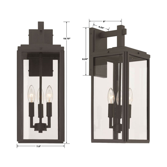 Byron Outdoor Wall Light - line drawing.