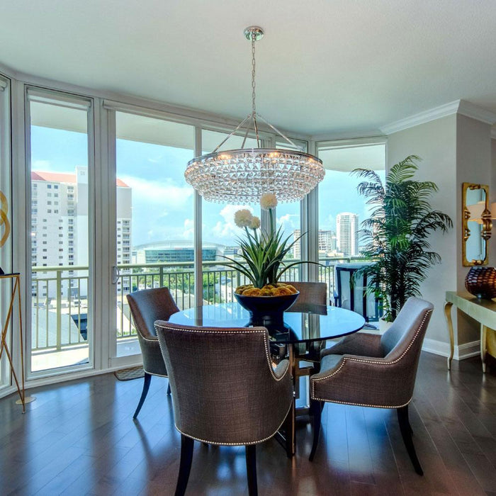 Calypso Chandelier in living room.