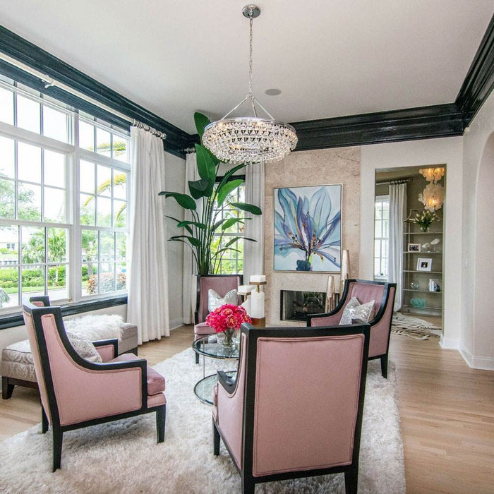 Calypso Chandelier in living room.