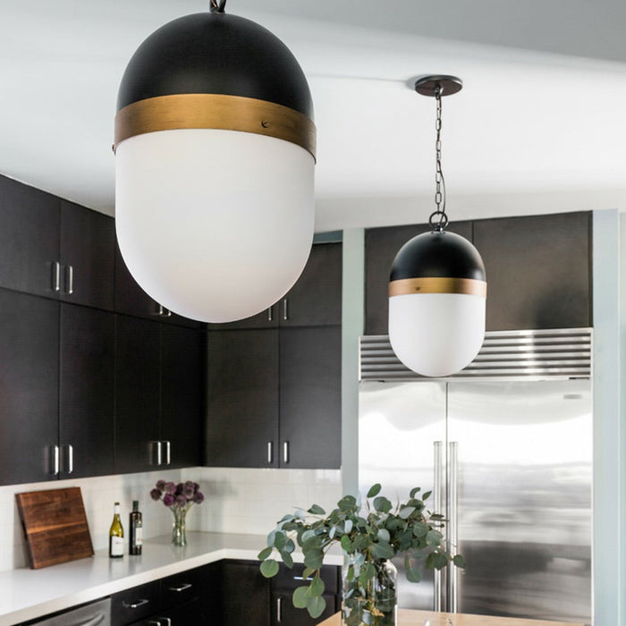 Capsule Outdoor Pendant Light in kitchen.