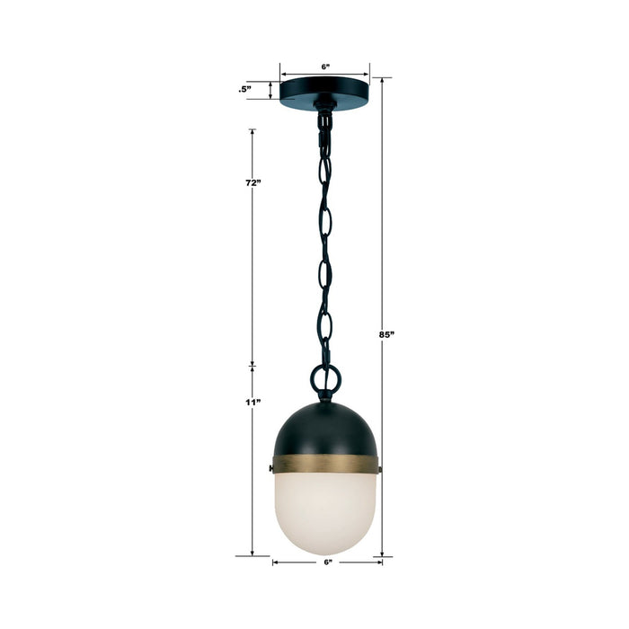 Capsule Outdoor Pendant Light - line drawing.