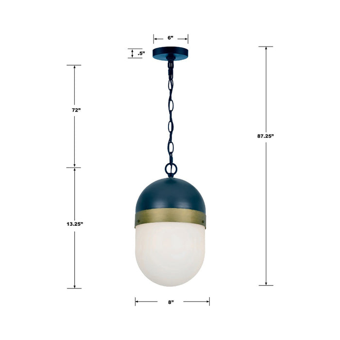 Capsule Outdoor Pendant Light - line drawing.