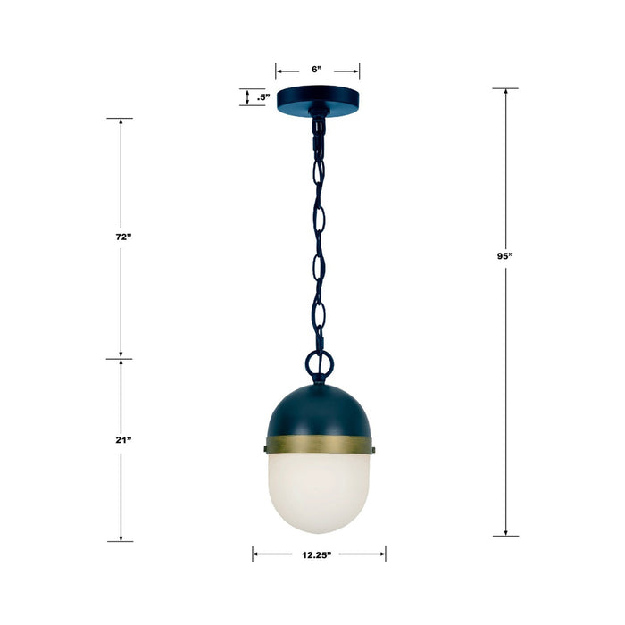 Capsule Outdoor Pendant Light - line drawing.