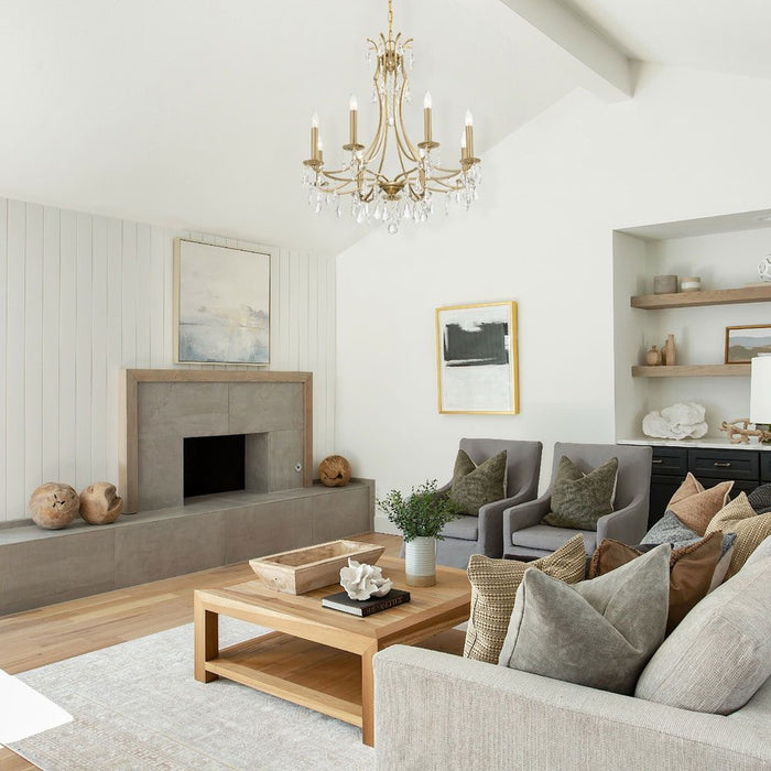 Cedar Chandelier in living room.