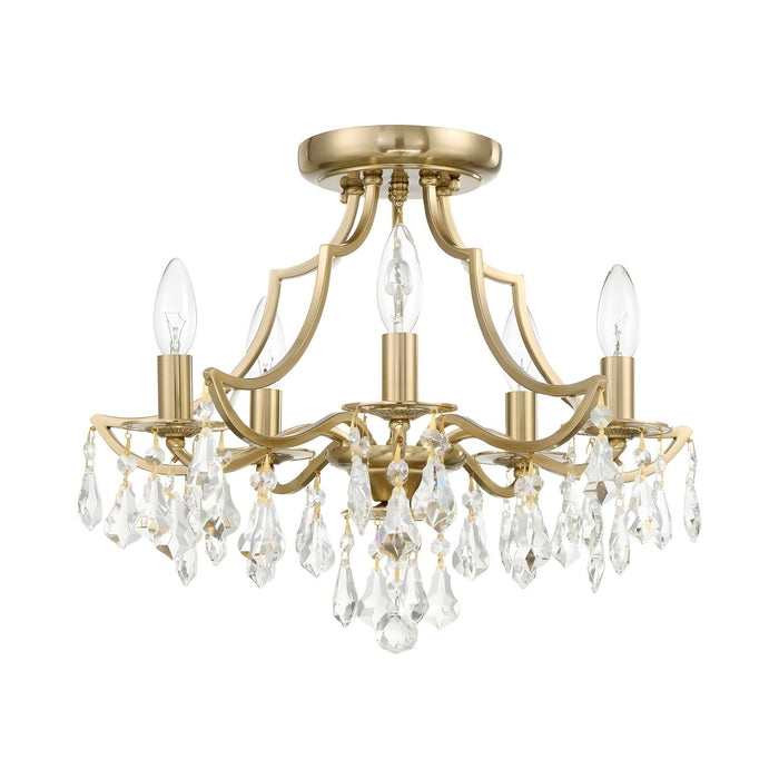 Cedar Semi Flush Mount Ceiling Light in Vibrant Gold (Hand Cut Crystal).