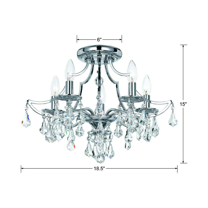 Cedar Semi Flush Mount Ceiling Light - line drawing.