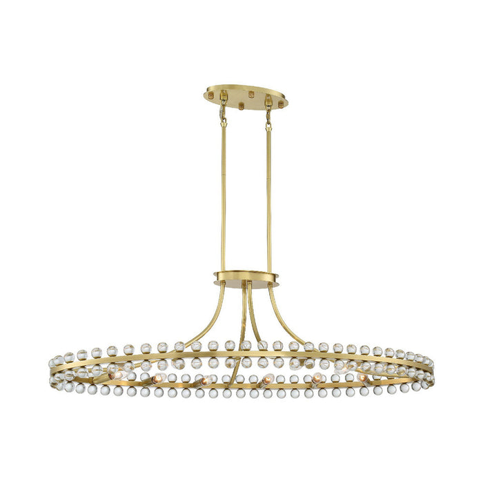 Clover Linear Chandelier in Aged Brass.