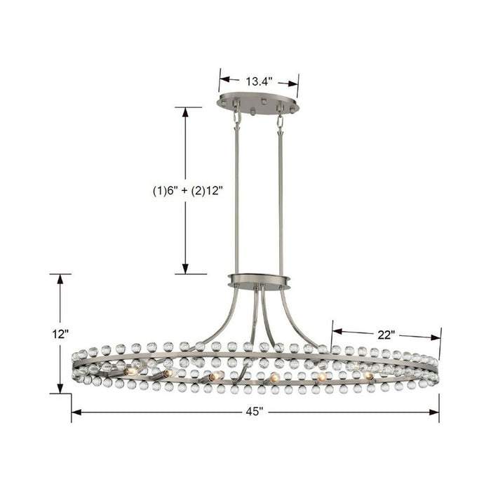 Clover Linear Chandelier - line drawing.