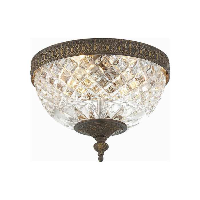 Crystal Flush Mount Ceiling Light in English Bronze (Small).