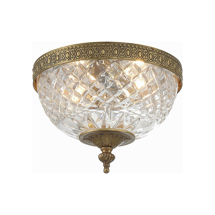 Crystal Flush Mount Ceiling Light in Olde Brass (Small).