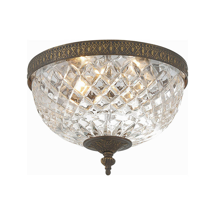 Crystal Flush Mount Ceiling Light in English Bronze (Medium).