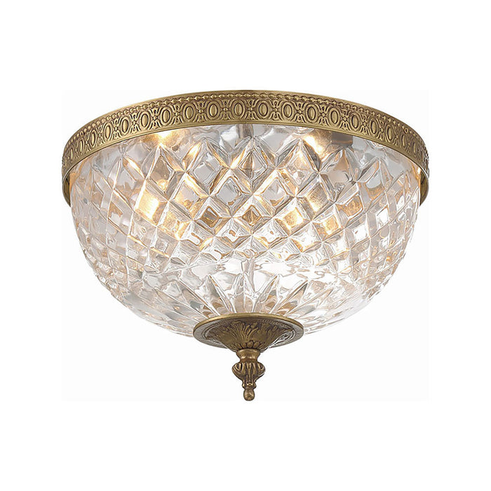 Crystal Flush Mount Ceiling Light in Olde Brass (Medium).