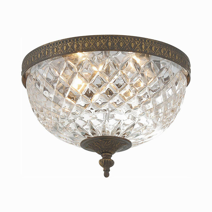 Crystal Flush Mount Ceiling Light in English Bronze (Large).