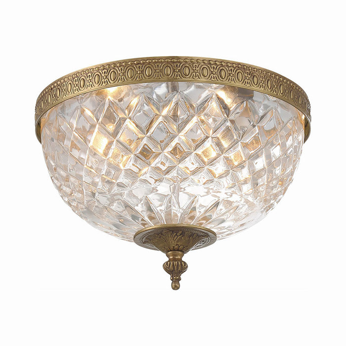 Crystal Flush Mount Ceiling Light in Olde Brass (Large).