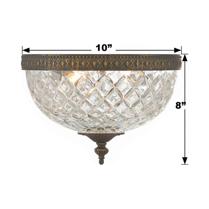 Crystal Flush Mount Ceiling Light - line drawing.