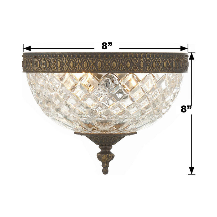 Crystal Flush Mount Ceiling Light - line drawing.