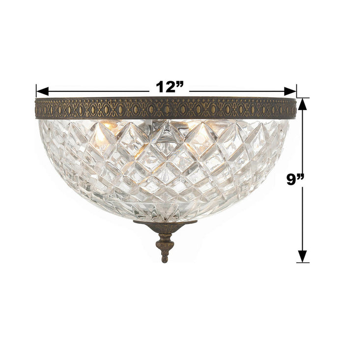 Crystal Flush Mount Ceiling Light - line drawing.