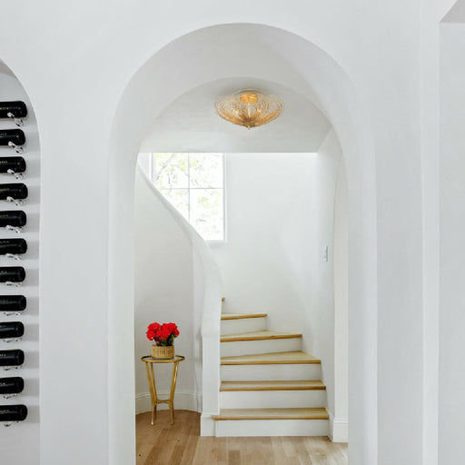 Doral Semi Flush Mount Ceiling Light in hallway.