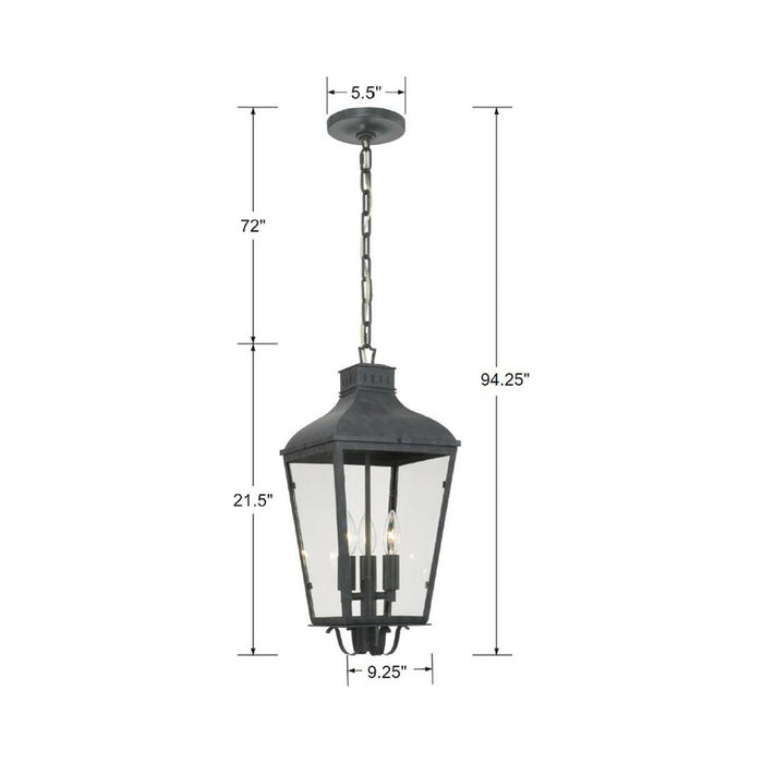 Dumont Outdoor Pendant Light - line drawing.