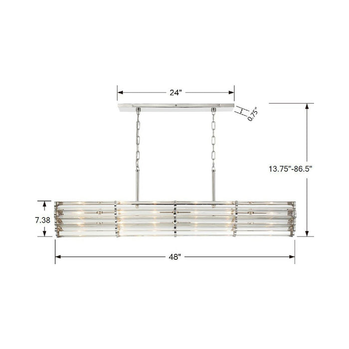 Elliot Linear Chandelier - line drawing.