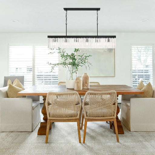 Emory Linear Chandelier in living room.