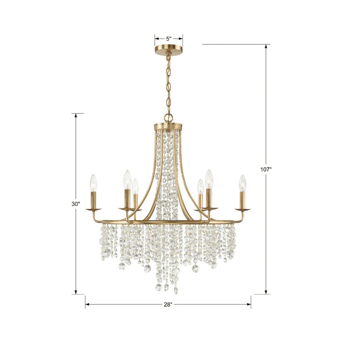 Gabrielle Multi Light Chandelier - line drawing.