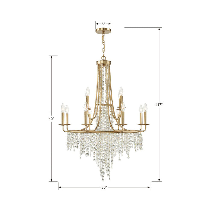 Gabrielle Multi Light Chandelier - line drawing.