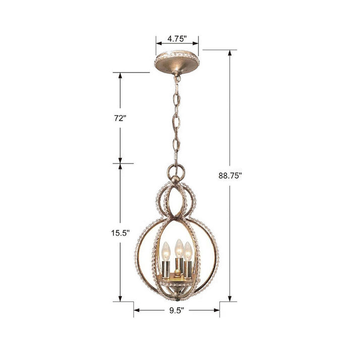 Garland Crystal Mini Chandelier - line drawing.