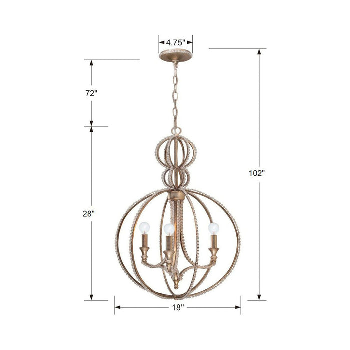 Garland Crystal Mini Chandelier - line drawing.