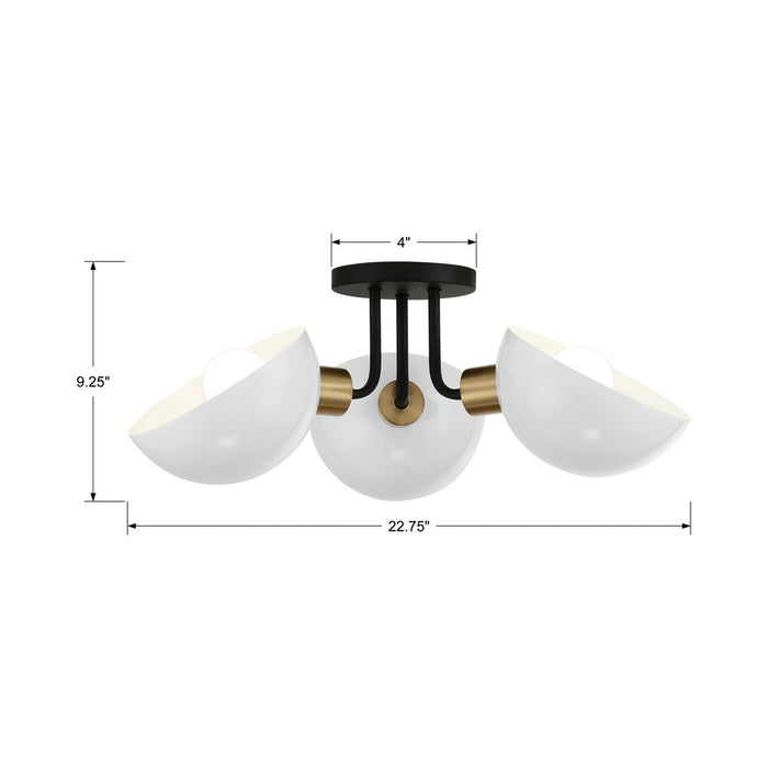 Gigi Semi Flush Mount Ceiling Light - line drawing.