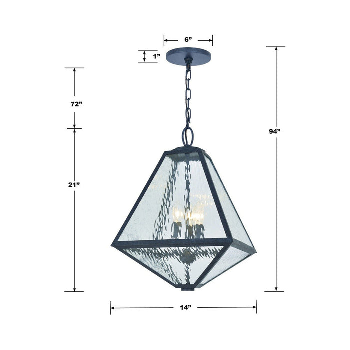 Glacier Outdoor Pendant Light - line drawing.