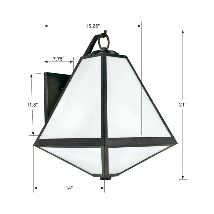 Glacier Outdoor Wall Light - line drawing.