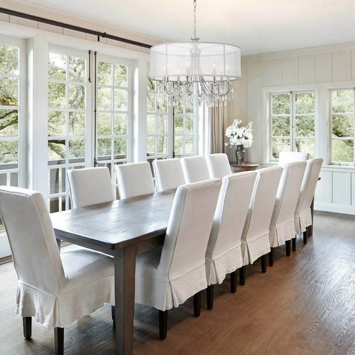 Hampton Chandelier in living room.