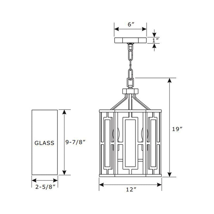 Hillcrest Chandelier - line drawing.