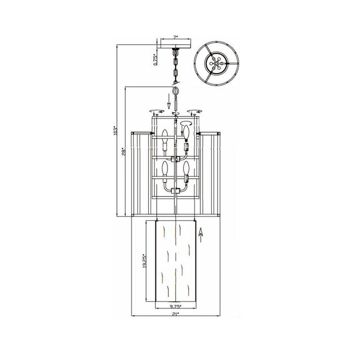 Hulton Chandelier - line drawing.