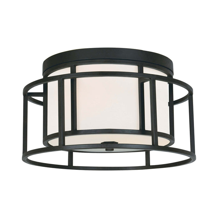 Hulton Semi Flush Mount Ceiling Light in Matte Black.