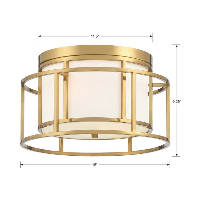 Hulton Semi Flush Mount Ceiling Light - line drawing.