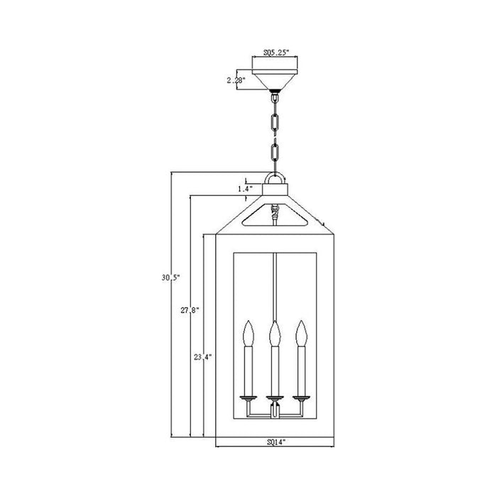 Hurley Chandelier - line drawing.